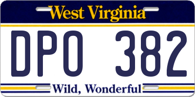 WV license plate DPO382