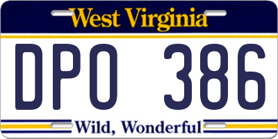 WV license plate DPO386