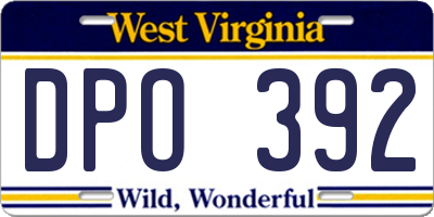 WV license plate DPO392