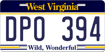 WV license plate DPO394