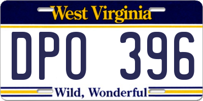 WV license plate DPO396