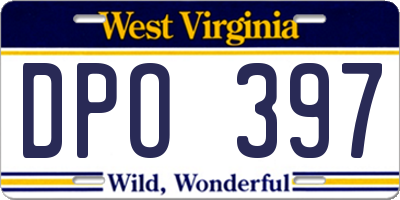 WV license plate DPO397