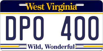 WV license plate DPO400