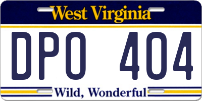 WV license plate DPO404