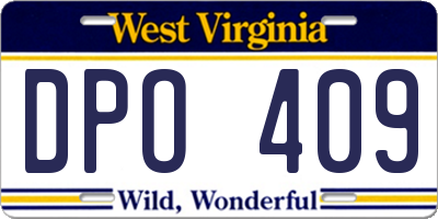 WV license plate DPO409