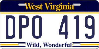 WV license plate DPO419