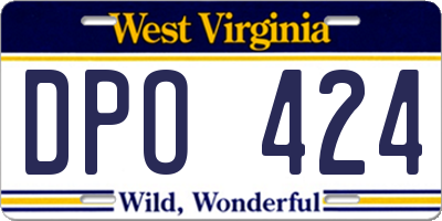 WV license plate DPO424
