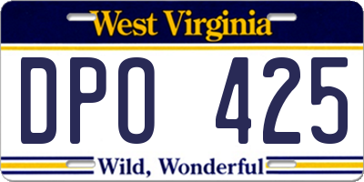 WV license plate DPO425