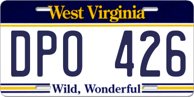 WV license plate DPO426