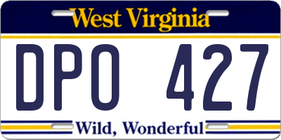 WV license plate DPO427