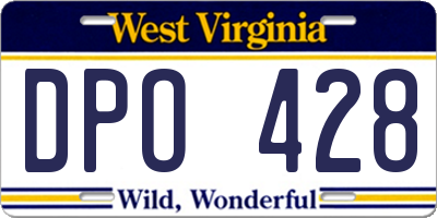 WV license plate DPO428