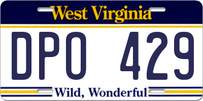 WV license plate DPO429