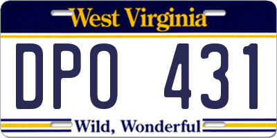 WV license plate DPO431