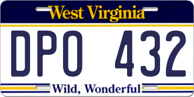 WV license plate DPO432