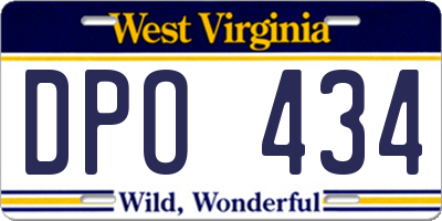 WV license plate DPO434