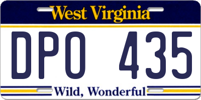 WV license plate DPO435