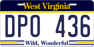 WV license plate DPO436
