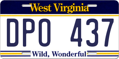WV license plate DPO437