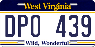 WV license plate DPO439