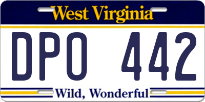 WV license plate DPO442