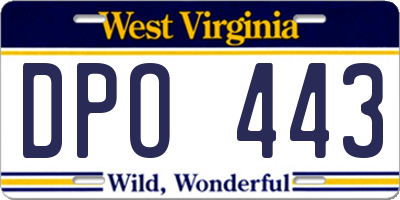 WV license plate DPO443