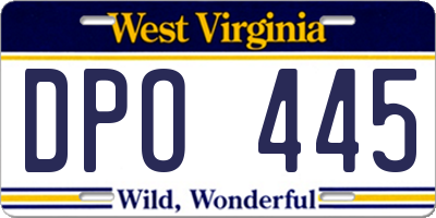 WV license plate DPO445