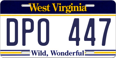 WV license plate DPO447