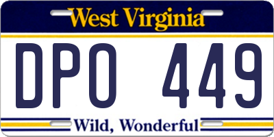 WV license plate DPO449