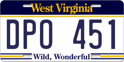 WV license plate DPO451