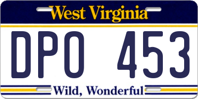 WV license plate DPO453