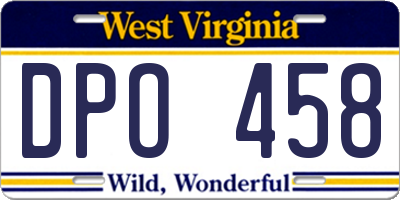 WV license plate DPO458
