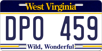 WV license plate DPO459
