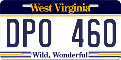WV license plate DPO460
