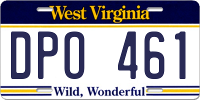 WV license plate DPO461