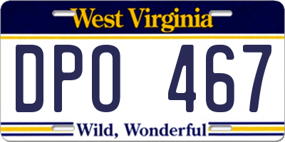 WV license plate DPO467