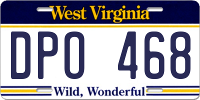 WV license plate DPO468