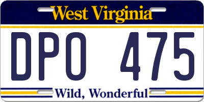 WV license plate DPO475