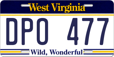 WV license plate DPO477