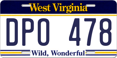 WV license plate DPO478