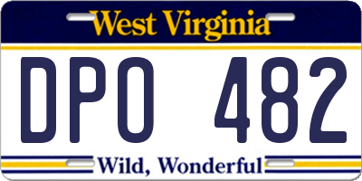 WV license plate DPO482