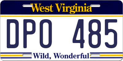 WV license plate DPO485