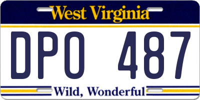 WV license plate DPO487