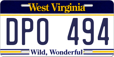 WV license plate DPO494
