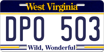 WV license plate DPO503