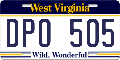 WV license plate DPO505