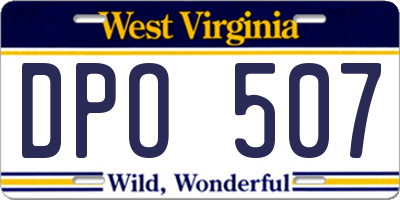 WV license plate DPO507