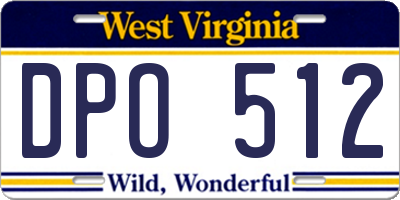 WV license plate DPO512