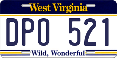 WV license plate DPO521