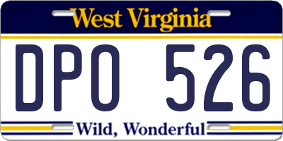 WV license plate DPO526