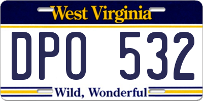 WV license plate DPO532